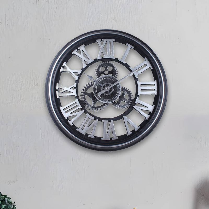 Grande Horloge Murale Industrielle à Engrenages